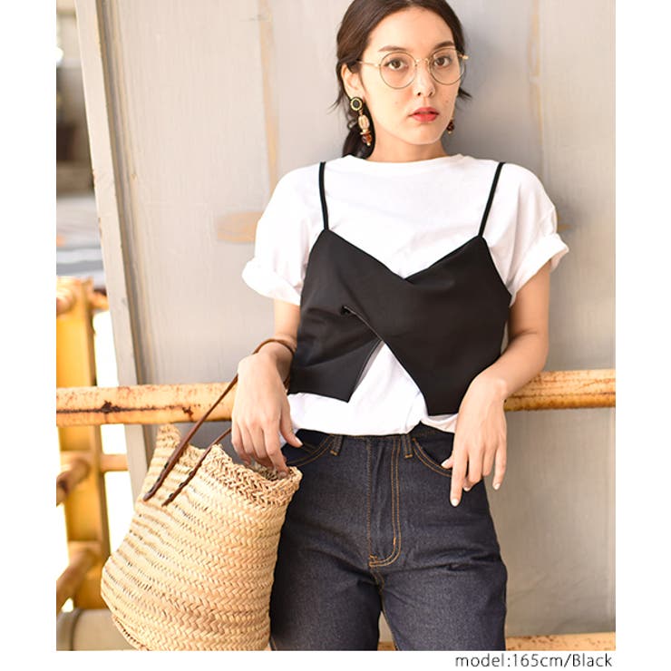 フロントねじれショート丈ビスチェ(トップス キャミソール 重ね着 | coca | 詳細画像5 