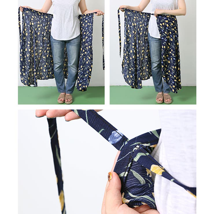 タグ付美品　MUVEIL ラップスカートL レース　花柄プリント　裏地有　ロゴ タグ付美品 MUVEIL ラップスカートL レース 花柄プリント 裏地有