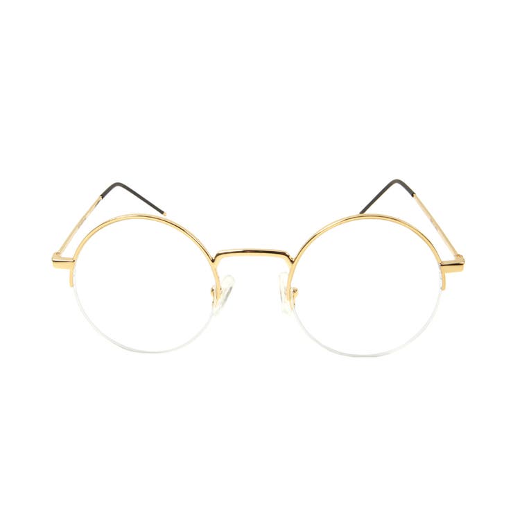 ハーフリム華奢丸眼鏡(伊達メガネ めがね サークル[品番：PA000008676