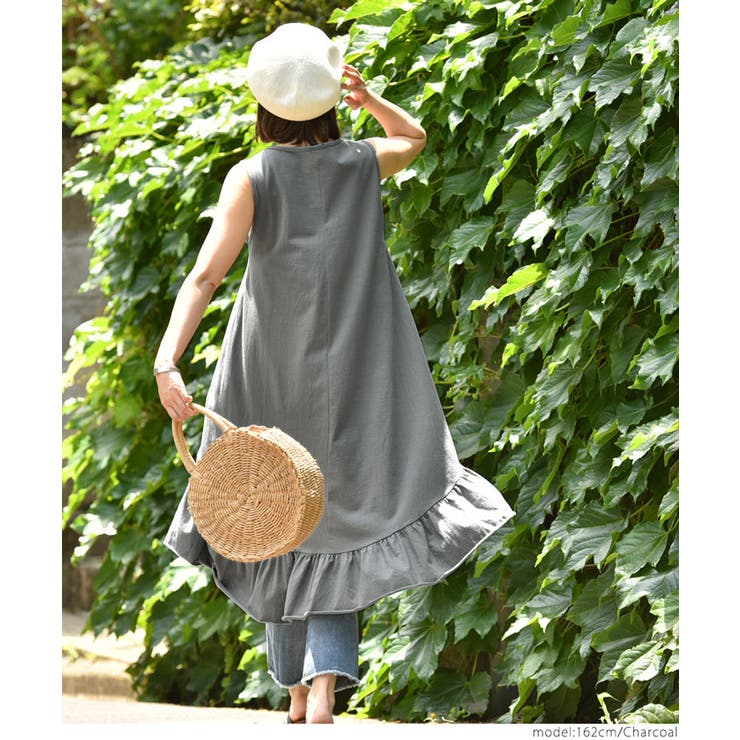 たっぷり裾フリルテールカットワンピース(ノースリーブ タンクトップ 切りっぱなし | coca | 詳細画像14 