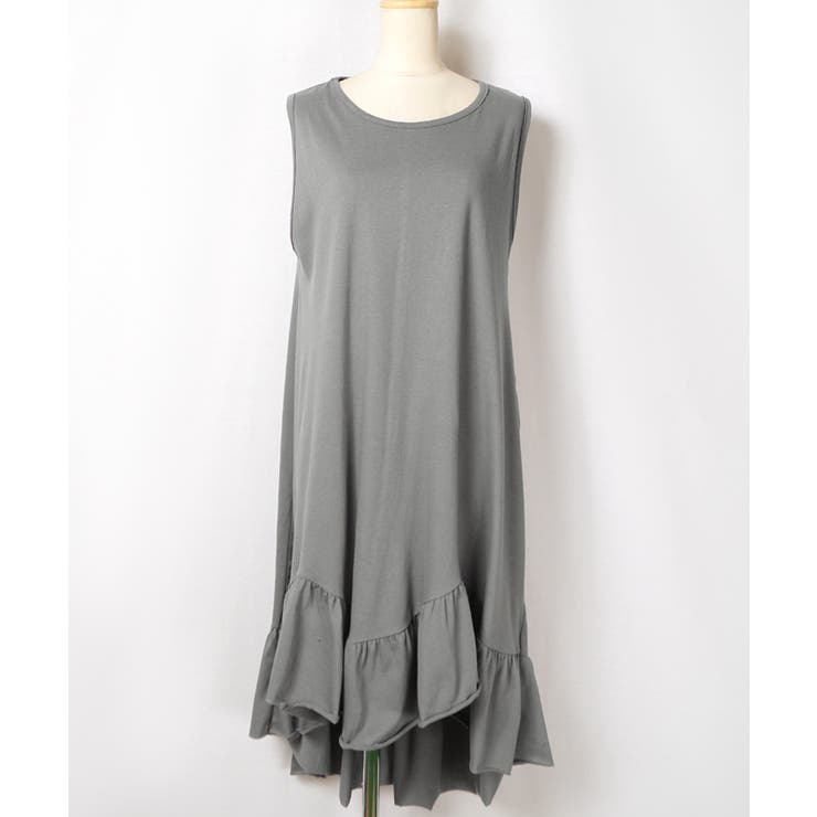 たっぷり裾フリルテールカットワンピース(ノースリーブ タンクトップ 切りっぱなし | coca | 詳細画像2 