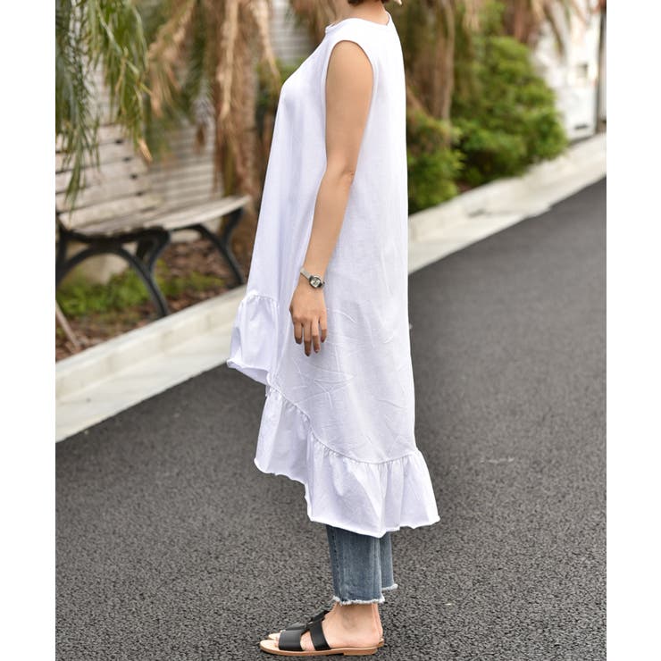 たっぷり裾フリルテールカットワンピース(ノースリーブ タンクトップ 切りっぱなし | coca | 詳細画像5 