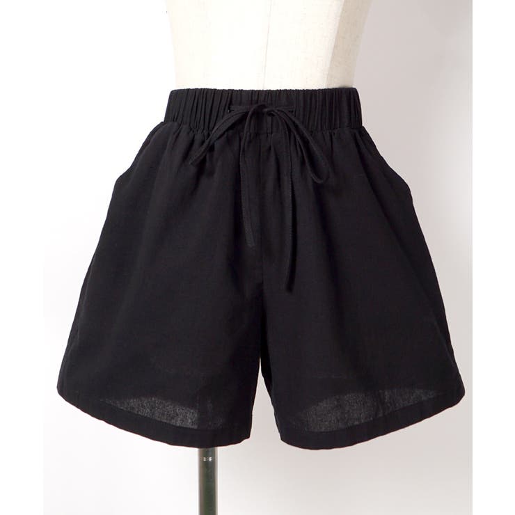 リボン付き黒ショートパンツ サイドリボン2Wayショートパンツ - HIAND