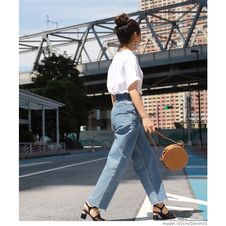 Amazon | [PJFCS] 女性のワイド レッグ ジーンズ ハイウエスト
