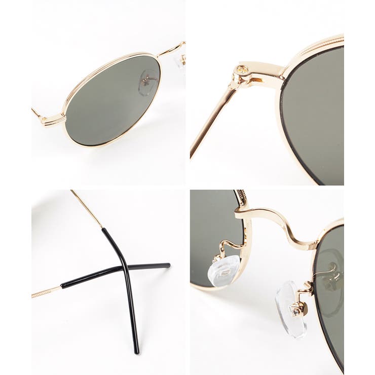 ゴールドフレームラウンド型カラーサングラス(メガネ 眼鏡 アイウェア