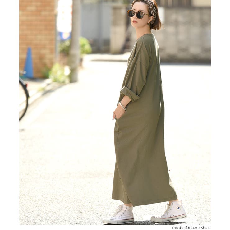 kha:ki（カーキ） 長袖カットソーワンピース 