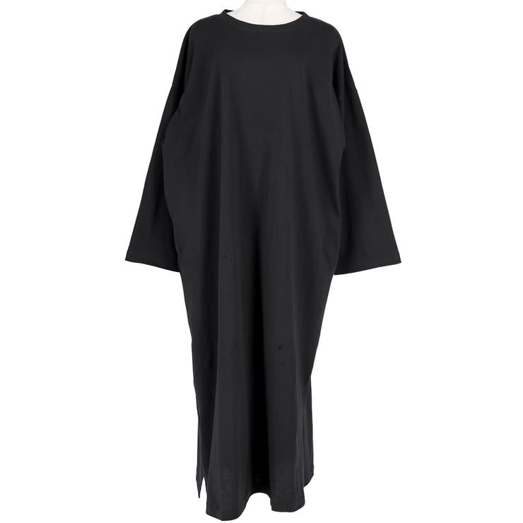 サイドスリットポケット付きカットソーワンピース(ロングワンピース