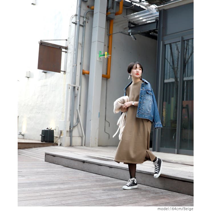 微裏起毛やわらかスウェットワンピース(ロングワンピース 長袖 無地 | coca | 詳細画像12 