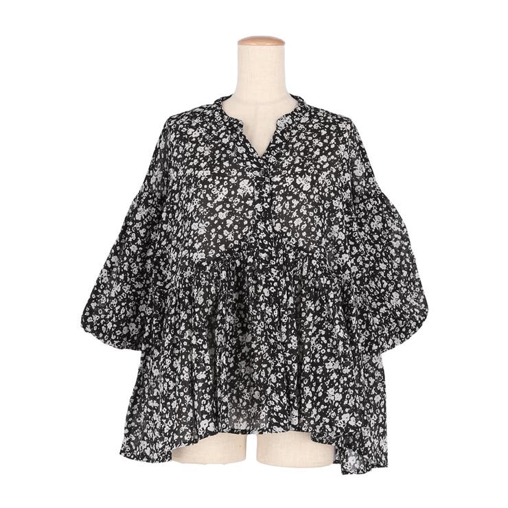 ふんわり透け感 袖ボリュームティアードブラウス ４色展開 | coca | 詳細画像5 