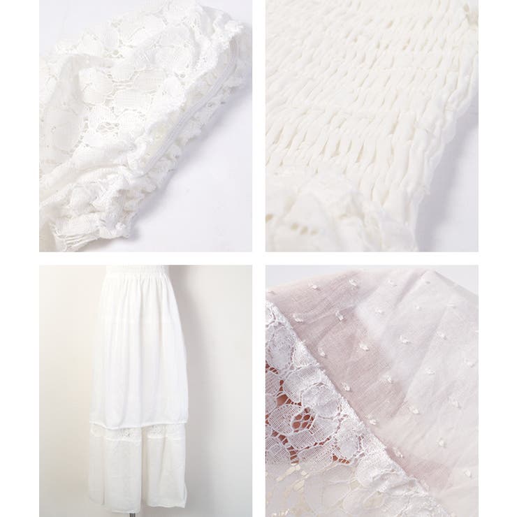 裾ふんわりコットン花柄レース透け感ロング丈ワンピース（マキシワンピース 16ss | coca | 詳細画像3 