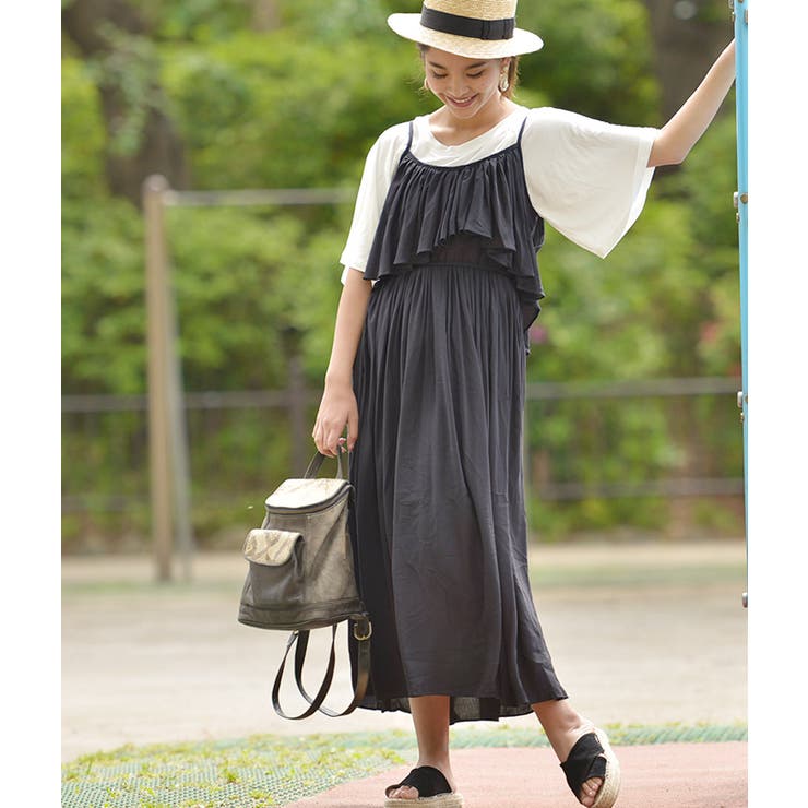 胸元フレアキャミソールマキシワンピース(ロングワンピース