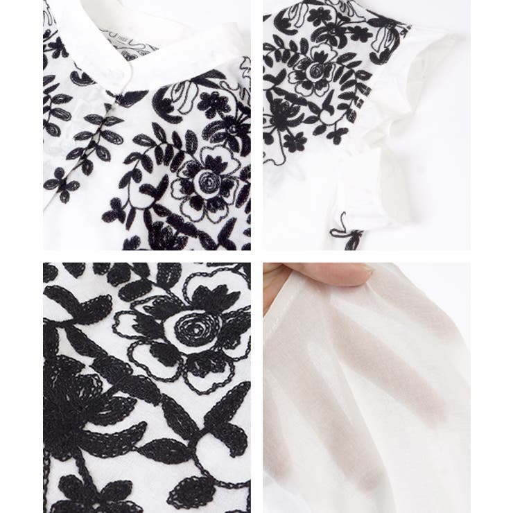 新品タグ付 アルチビオ ♡ フリルデザインノースリーブシャツ 黒×白