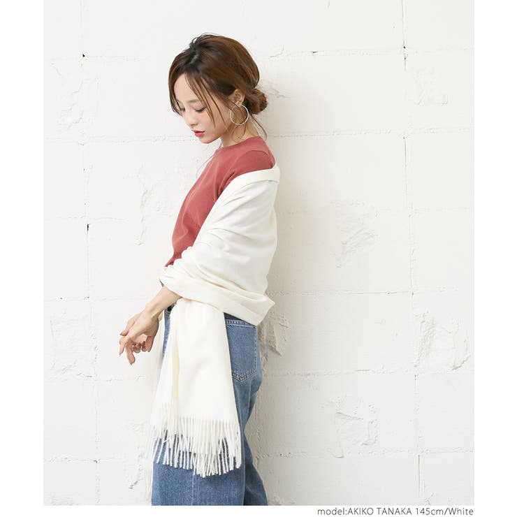 肌触り抜群シンプル大判ストール 田中亜希子さん着用(マフラー ショール | coca | 詳細画像13 