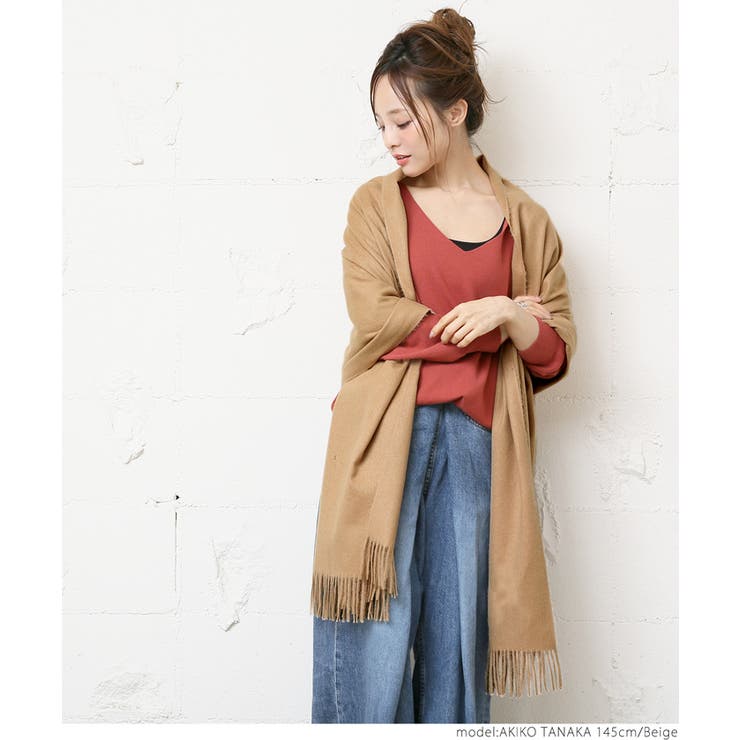 肌触り抜群シンプル大判ストール 田中亜希子さん着用(マフラー ショール | coca | 詳細画像16 