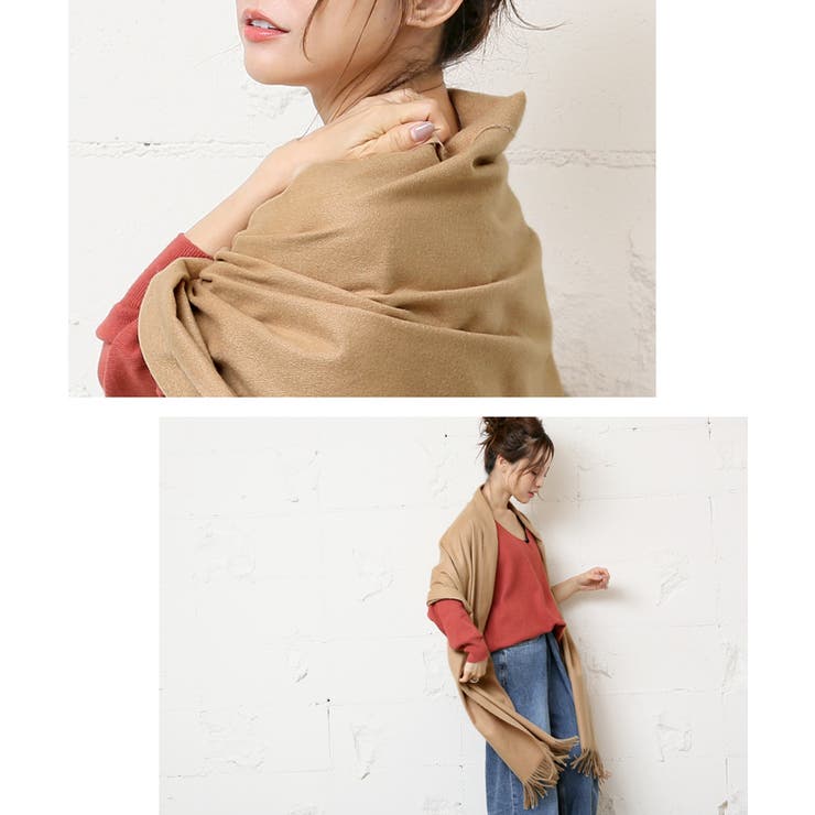 肌触り抜群シンプル大判ストール 田中亜希子さん着用(マフラー ショール | coca | 詳細画像17 
