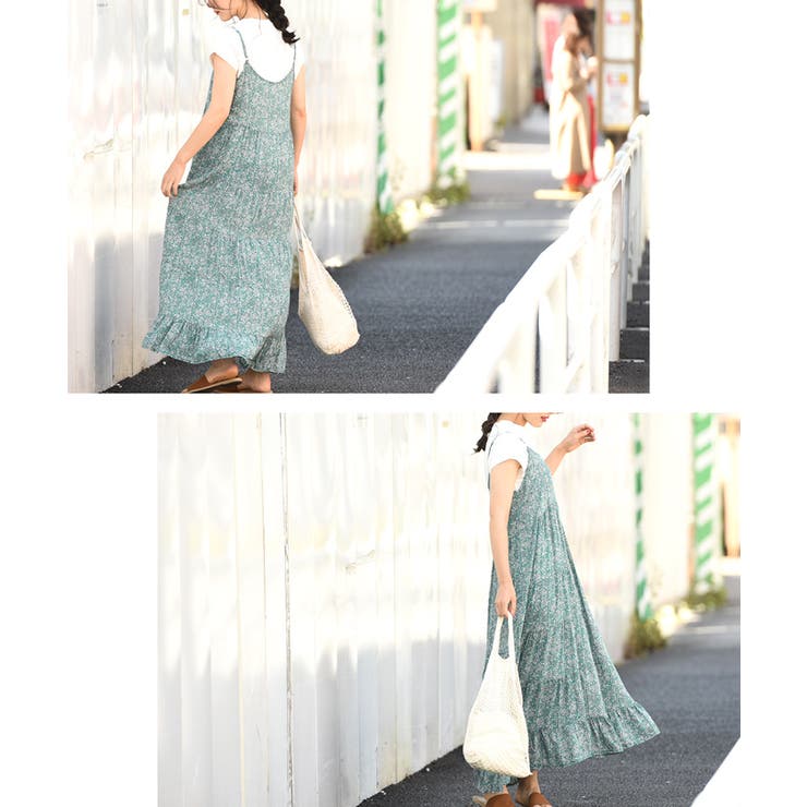 ふんわり小花柄キャミソールワンピース(ロングワンピース フレア Aライン | coca | 詳細画像11 