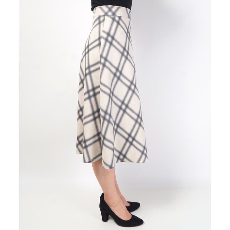 フェイクスウェードぼかしチェック柄フレアスカート(Aライン ミディ丈 ロング丈 | coca | 詳細画像5 