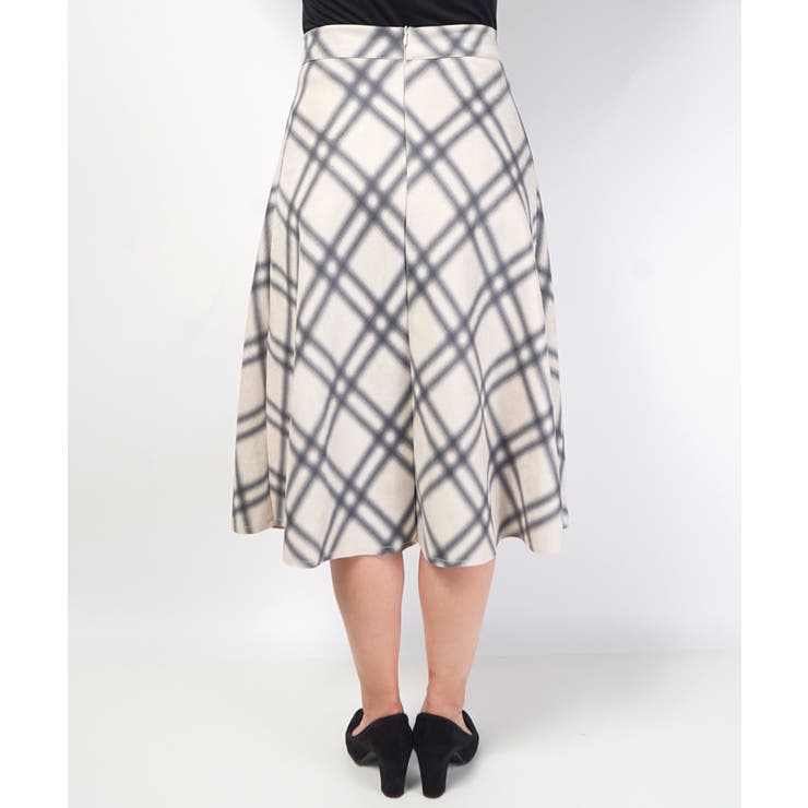 フェイクスウェードぼかしチェック柄フレアスカート(Aライン ミディ丈 ロング丈 | coca | 詳細画像6 