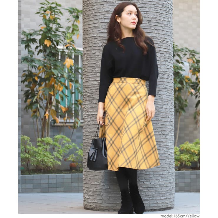 フェイクスウェードぼかしチェック柄フレアスカート(Aライン ミディ丈 ロング丈 | coca | 詳細画像9 