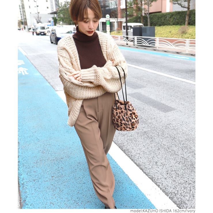 ざっくり手編み風ロングスリーブニットカーディガン 石田一帆さん着用(ショート丈 | coca | 詳細画像18 