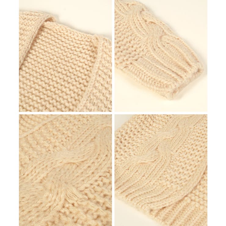 ざっくり手編み風ロングスリーブニットカーディガン 石田一帆さん着用(ショート丈 | coca | 詳細画像20 