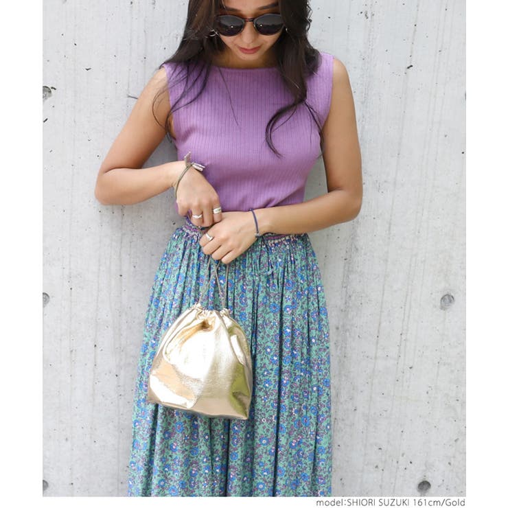 メタリック巾着バッグ 鈴木詩織さん着用 | coca | 詳細画像4 