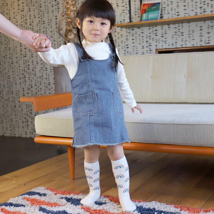キッズ90 130】カットオフデニムサロペットスカート(子供服 ジャンパー 