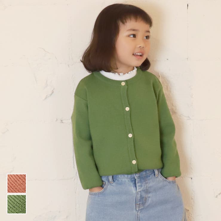 丸首前ボタンニットカーディガン[品番：PA000010654]｜coca