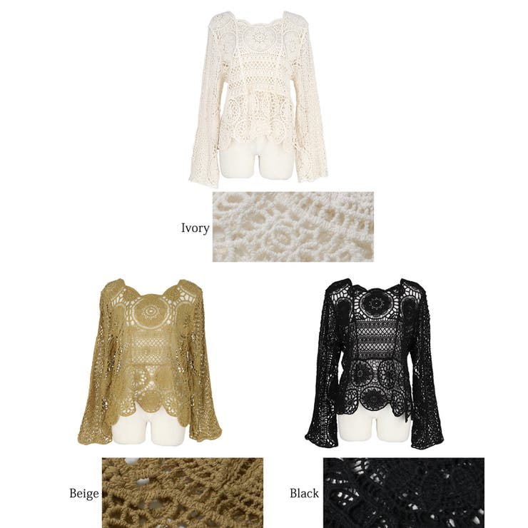 かぎ編みフレアスリーブトップス | coca | 詳細画像17 