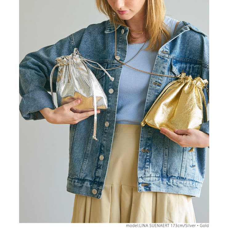 ebagos メタリックレザーかご付ききんちゃく ゴールド色 ebagos エバゴス Spring＆Summer | マドリガル公式サイト - MADRIGAL