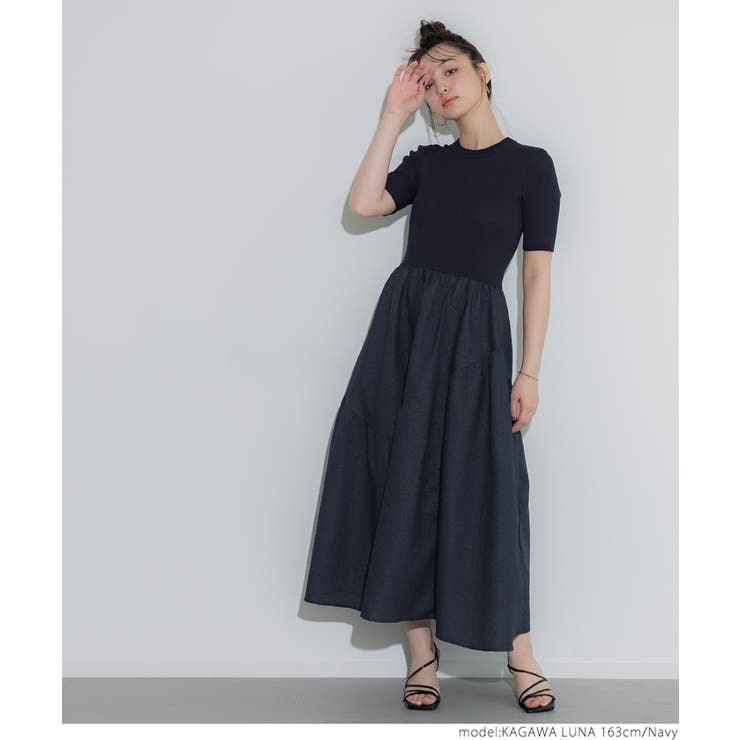 美品☆エンフォルド ドッキングワンピース IEDIT[イディット] ドレスライクな楊柳（ようりゅう）シアー