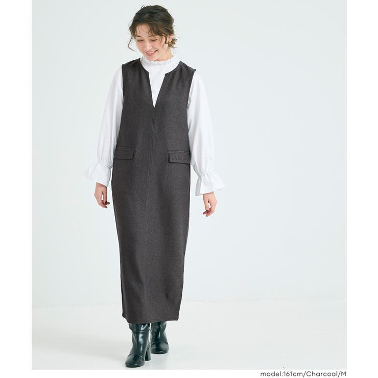 ［Charcoal］ | ウーリッシュツイルジャンパースカート | coca