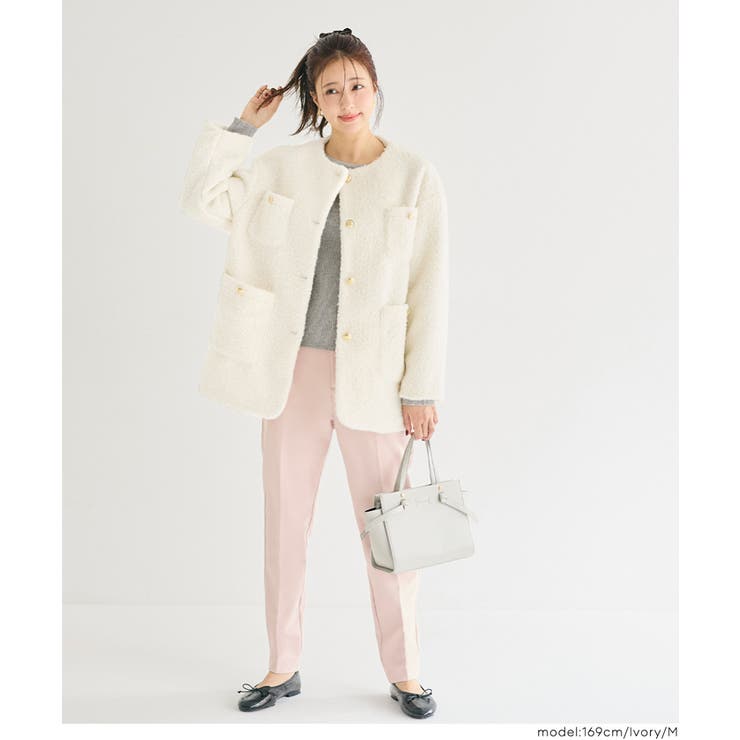 プードル金釦ノーカラーコート | coca | 詳細画像16 