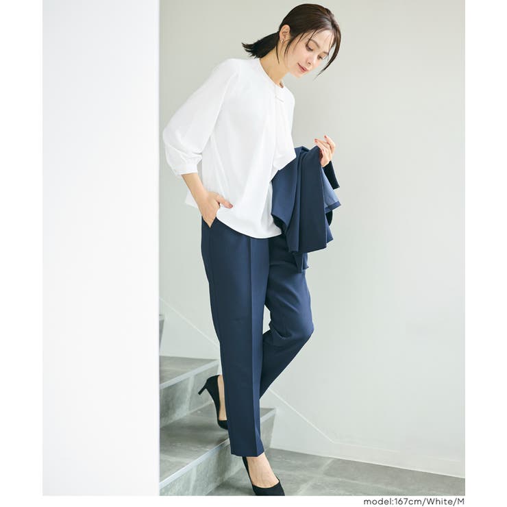 【セレモニー・紫外線カット】ボウタイ風アクセ付きブラウス | coca | 詳細画像10 