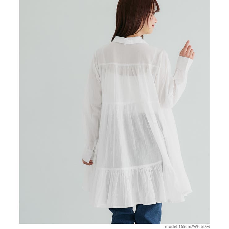 yori ティアードチュニックドレス 白