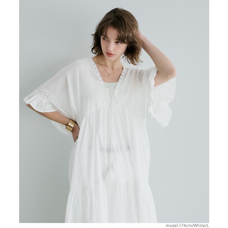 Vネックレースワンピース レディース | coca | 詳細画像9 