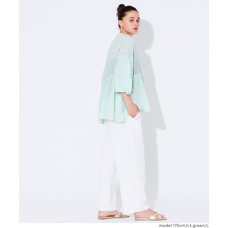 ふんわり透け感 袖ボリュームティアードブラウス ４色展開 | coca | 詳細画像12 