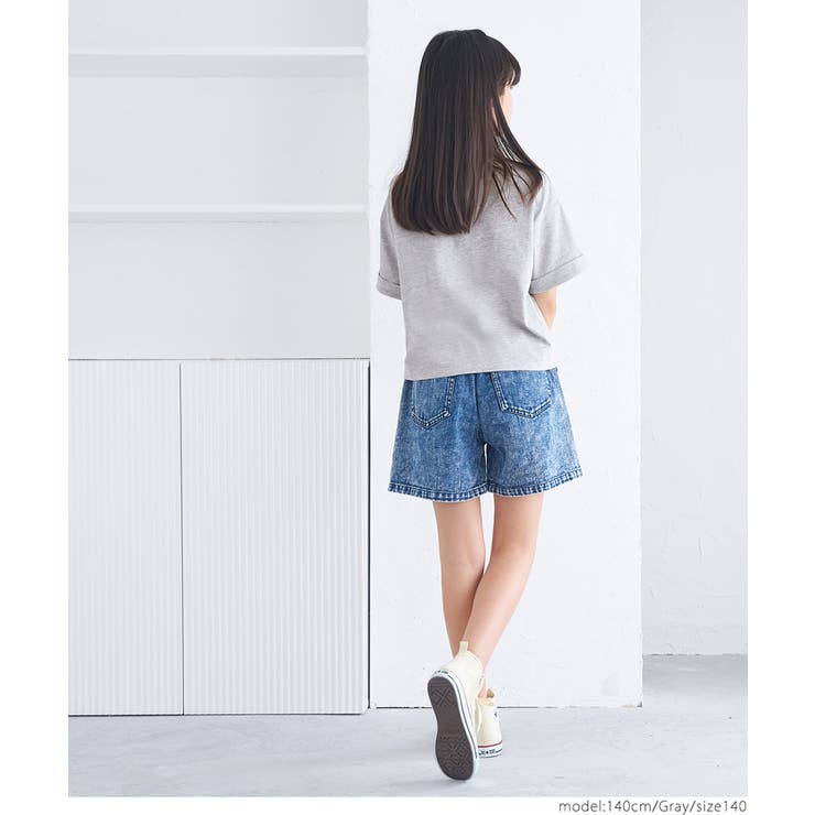 親子お揃いクロップド丈ロールアッププリントTシャツ キッズ | coca | 詳細画像13 