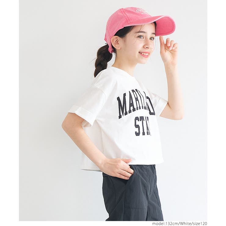 親子お揃いクロップド丈ロールアッププリントTシャツ キッズ | coca | 詳細画像3 