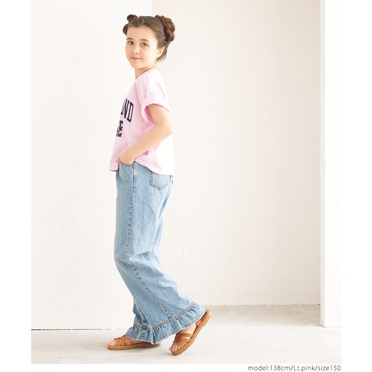 親子お揃いクロップド丈ロールアッププリントTシャツ キッズ | coca | 詳細画像6 