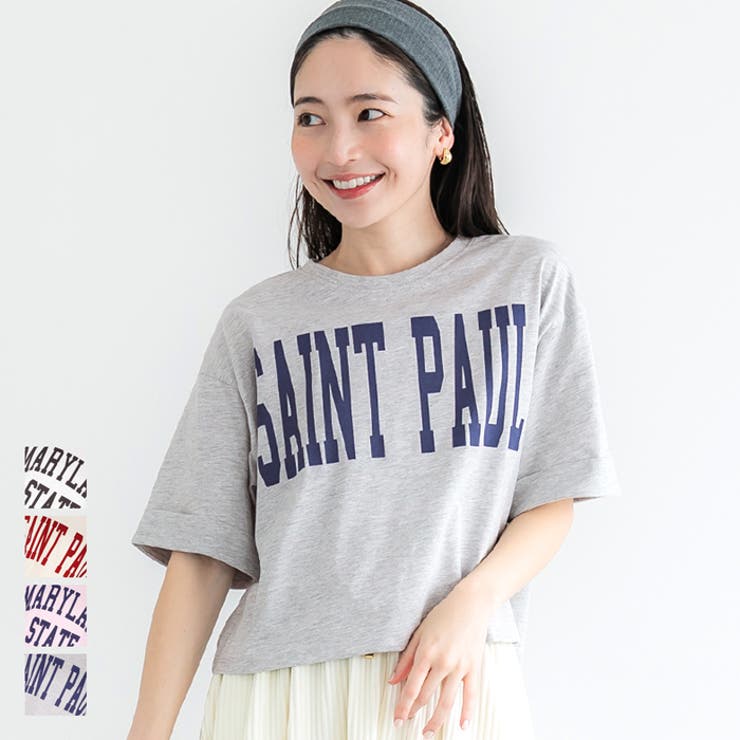 クロップド丈ロールアッププリントTシャツ レディース | coca | 詳細画像1 