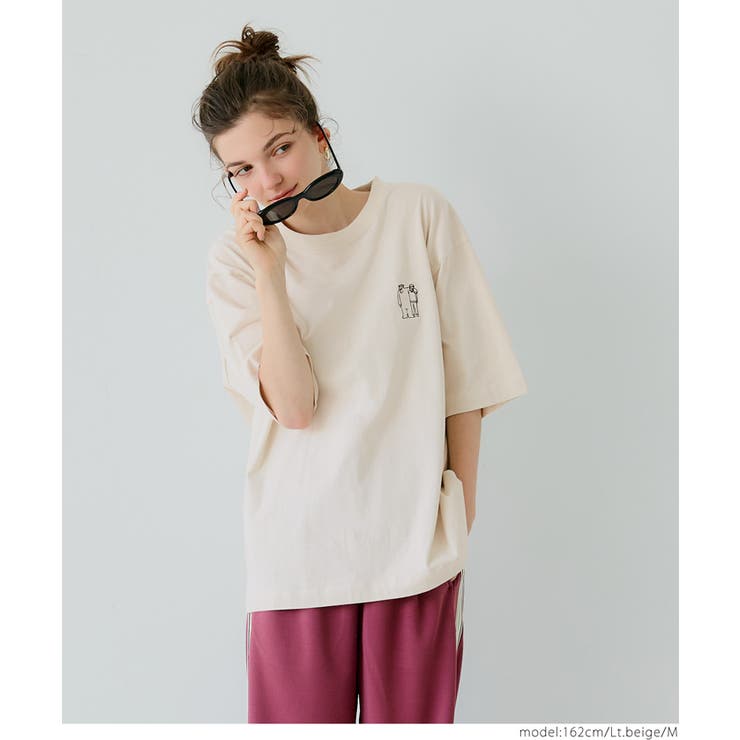 VICOLO 売れ筋商品|||ヴィコロ Tシャツ トップス レディース Tops Beige キーネック tシャツ レディース トップス 半袖 綿100% 体形