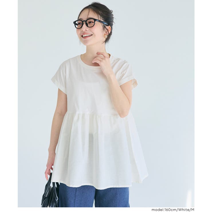 シンプルなのに、ちゃんと華やか。クルーネックドッキングギャザートップス | coca | 詳細画像13 