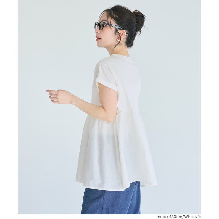 シンプルなのに、ちゃんと華やか。クルーネックドッキングギャザートップス | coca | 詳細画像15 