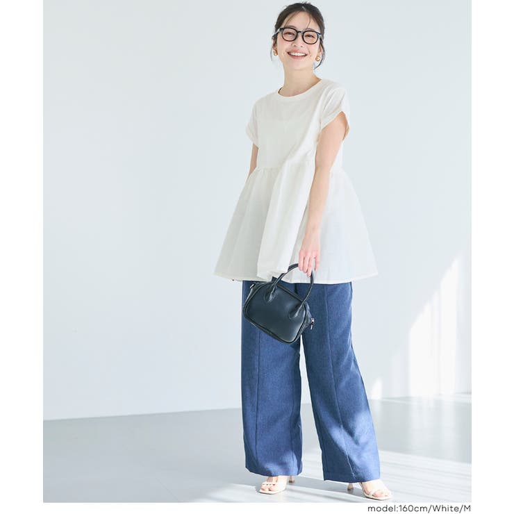 シンプルなのに、ちゃんと華やか。クルーネックドッキングギャザートップス | coca | 詳細画像16 