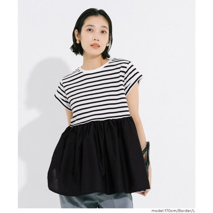 シンプルなのに、ちゃんと華やか。クルーネックドッキングギャザートップス | coca | 詳細画像17 