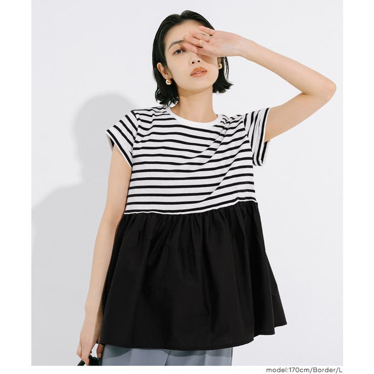 シンプルなのに、ちゃんと華やか。クルーネックドッキングギャザートップス | coca | 詳細画像20 