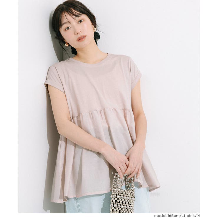 シンプルなのに、ちゃんと華やか。クルーネックドッキングギャザートップス | coca | 詳細画像23 