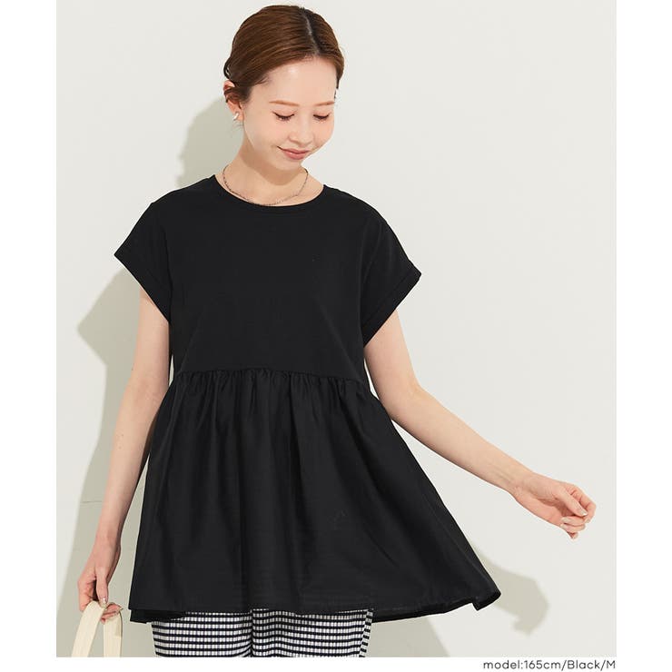 シンプルなのに、ちゃんと華やか。クルーネックドッキングギャザートップス | coca | 詳細画像9 