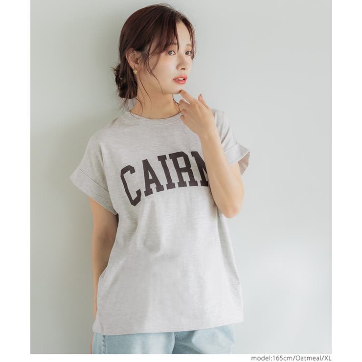 ［Oatmeal］ | フレンチスリーブロゴプリントTシャツ | coca